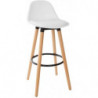 Lot de 4 chaises de bar "Maxon" en bois et plastique - Blanc/Beige - H 91,5 cm