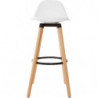 Lot de 4 chaises de bar "Maxon" en bois et plastique - Blanc/Beige - H 91,5 cm