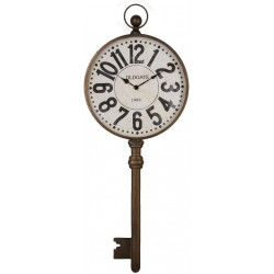 Horloge métal en forme de clé - 39.5 x 100 cm - Marron