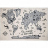 Tapis carte du monde - 100 x 150 cm - Gris