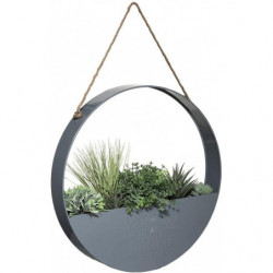 Plantes artificielles avec suspension en métal - D 44 x P 6,3 cm - Gris