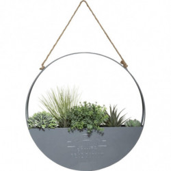 Plantes artificielles avec suspension en métal - D 44 x P 6,3 cm - Gris