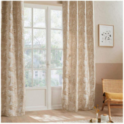 Rideau Jacquard - L 140 x H 260 cm - Lin - Polyester