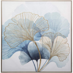 Toile imprimée ginkgo - 58 x 58 cm - Bleu