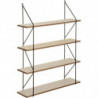 Etagère en bois - 4 ètages - 60 x 16,8 x 81,4 cm - Beige