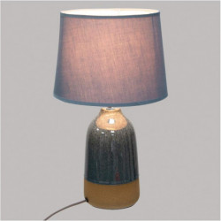 Lampe cylindre à poser bicolore "Pietra" - Bleu - H43 cm - Grés, coton
