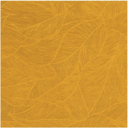 Rideau occultant motifs feuilles - 8 oeillets - Ocre - L 140 x H 260 cm