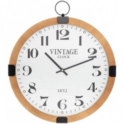 Horloge en bois gousset - D 38 cm - Beige