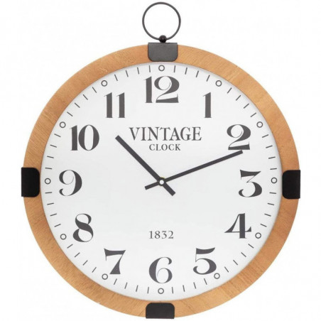 Horloge en bois gousset - D 38 cm - Beige