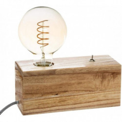 Lampe socle en bois palownia - L 20 x H 8,8 cm - Beige