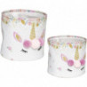 Set de 2 paniers de rangement - Licorne - D 30 x H 26 cm