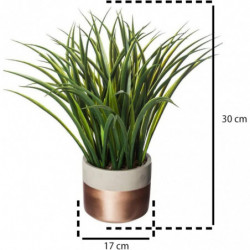 Plante verte artificielle - D 45,5 x H 39 cm - Cuivré
