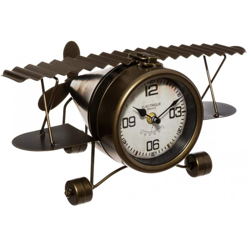 Horloge à poser - Avion - L 31,7 x P 21,7 x H 16,6 cm - Fer