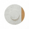 Plat tournant en marbre et bois de manguier - D. 30 x H. 3,8 cm - Blanc