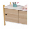 Meuble de rangement JUDY WILD DREAM - 2 portes coulissantes - 70 x 30 x H 46.5cm - Blanc et bois naturel