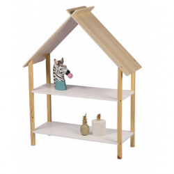 Etagère bibliothèque en forme de maison - 2 étagères - H 101 cm - Bois et Pin