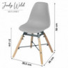 Chaise JUDY WILD JENA JUNIOR - 56 x 30,5 x P 36cm - Pin, métal, Plastique - Gris