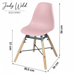 Chaise JUDY WILD JENA JUNIOR - 56 x 30,5 x P 36cm - Pin, métal, Plastique - Rose