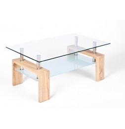 Table basse rectangulaire - Double plateau en verre