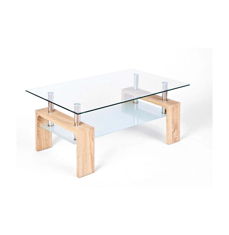 Table basse rectangulaire - Double plateau en verre