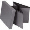 Pouf de rangement carré aspect cuir en PVC - 76 x 37, 5 x H 37,5 cm - Gris