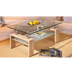 Table basse rectangulaire - Double plateau en verre