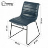 Chaise BROOKLYN effet cuir - 55 x 45 x H 47/78cm - Bleu denim