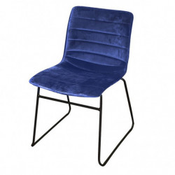 Chaise BROOKLYN en velours - 55 x 45 x H 47/78cm - Bleu