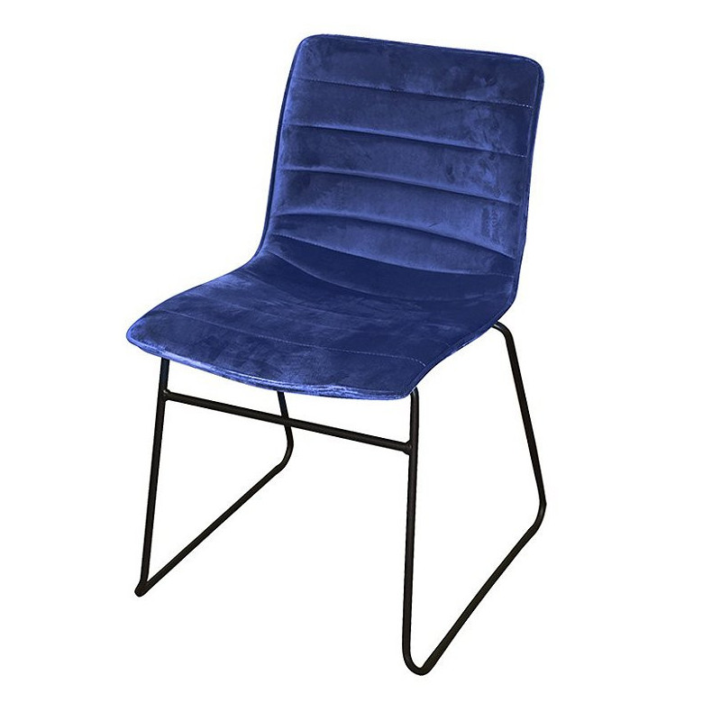 Chaise BROOKLYN en velours - 55 x 45 x H 47/78cm - Bleu