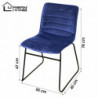 Chaise BROOKLYN en velours - 55 x 45 x H 47/78cm - Bleu