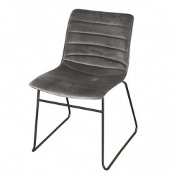 Chaise BROOKLYN en velours - 55 x 45 x H 47/78cm - Gris