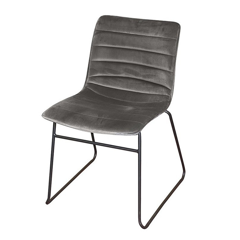 Chaise BROOKLYN en velours - 55 x 45 x H 47/78cm - Gris