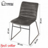 Chaise BROOKLYN en velours - 55 x 45 x H 47/78cm - Gris