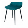 Chaise en velours et pieds métal - Bleu canard - L 53 x l 44 x H 88 cm