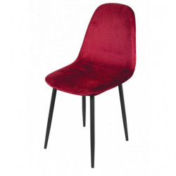 Lot de 4 chaises en velours et pieds métal - Bordeaux - L 53 x l 44 x H 88 cm