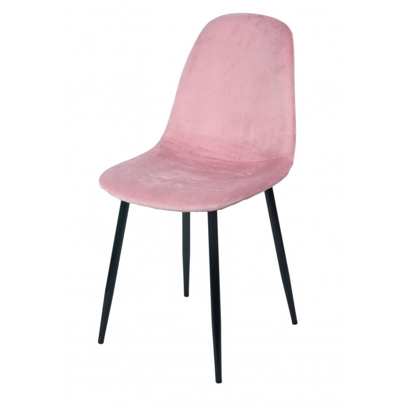 Chaise en velours et pieds métal - Rose - L 53 x l 44 x H 88 cm