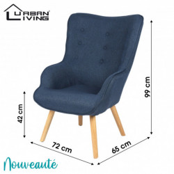 Fauteuil NOOR tissu - Bleu...