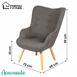 Fauteuil NOOR tissu - Gris...