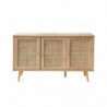 Buffet BALI sur pieds 3 portes - Cannage rotin - Effet bois clair - 120 x 39 x H 70cm