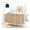 Buffet BALI sur pieds 3 portes - Cannage rotin - Effet bois clair - 120 x 39 x H 70cm