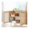 Buffet BALI sur pieds 3 portes - Cannage rotin - Effet bois clair - 120 x 39 x H 70cm