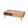 Table basse BALI sur pieds 1 tiroir - Cannage rotin - Effet bois clair - 110 x 59 x H 39.5 cm