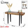 Console BRAMS - Bois, métal - Plateau effet bois - 120 X 40 X H 76 cm