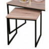 Set de 2 tables basses COLORADO - Noir mat et chêne clair - Bois et métal - 100 x 48 x P 48 cm / 40 X 40 X p 40 cm