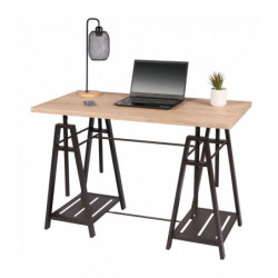 Bureau trepied DOCK design architecte - Noir mat, chêne - Bois creux, métal - 120 x 75 x P 59 cm