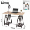 Bureau trepied DOCK design architecte - Noir mat, chêne - Bois creux, métal - 120 x 75 x P 59 cm