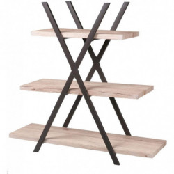 Etagère pyramidale pliante DOCK 3 niveaux - Noir mat et chêne - Bois et métal - 101 x 100 x P 33 cm