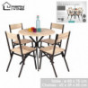 Ensemble table ronde et 4 chaises DOCK - Noir mat et chêne - Bois et métal - Table D 80 cm