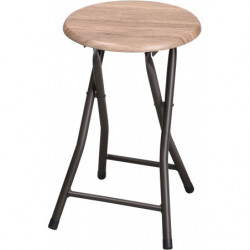 Tabouret pliant DOCK - Chêne et noir mat - Bois, métal - D 30 x H 45 cm