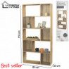 Etagère EVORA 10 casiers - Décore chêne - Bois MDF - 173 x 83 x H 173 cm